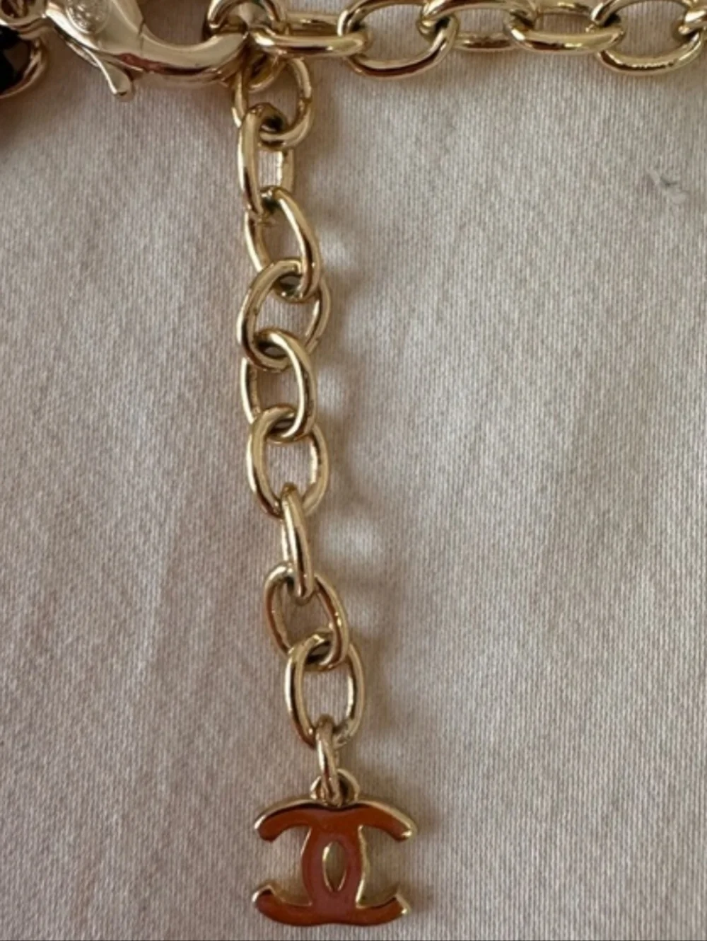 Chanel Gold Chain and Pearl Pendant Necklace - Black & White